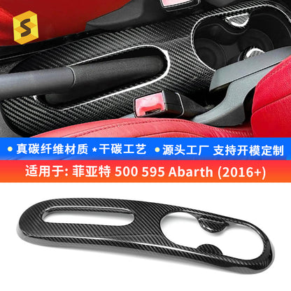 Real Carbon Fiber Cup Holder Trim for Fiat 500 / 595 (US-Spec)