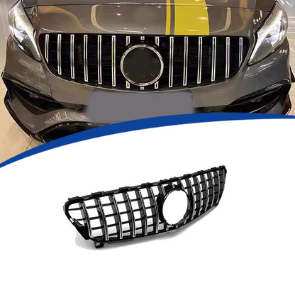 GT-Style Front Grille for Mercedes-Benz A-Class W176 (2016 - 2018), Glossy Black & Semi-Silver
