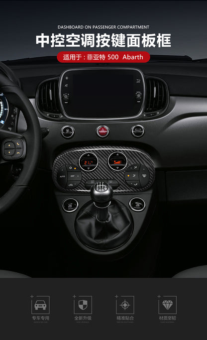 Real Carbon Fiber AC Knob Panel Trim for Fiat 500 Abarth