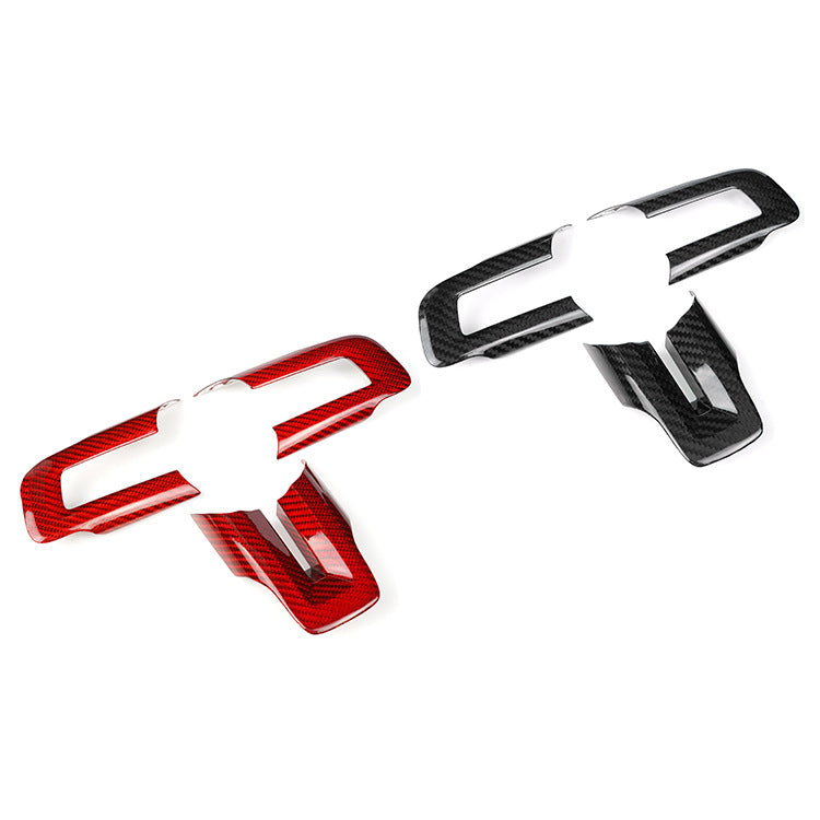 Carbon Fiber Steering Wheel Button Frame Trim for Ford Mustang