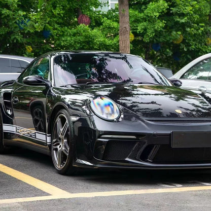 适用于保时捷997改装升级GT3注塑PP前杠总成LED前大灯老改新包围