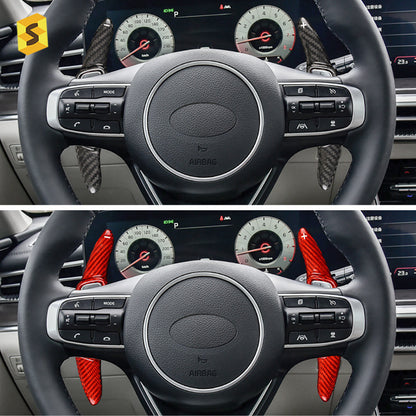 Dry Carbon Fiber Steering Wheel Shift Trim for Kia K5 (2020+)