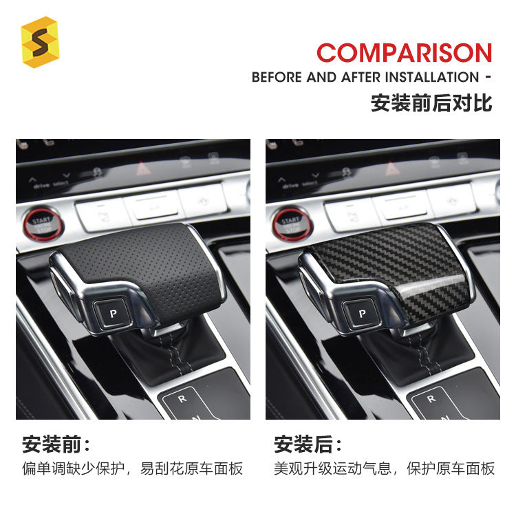 Real Carbon Fiber Gear Shift Knob Cover for Audi A6 / A7 / A8 / Q7 / Q8