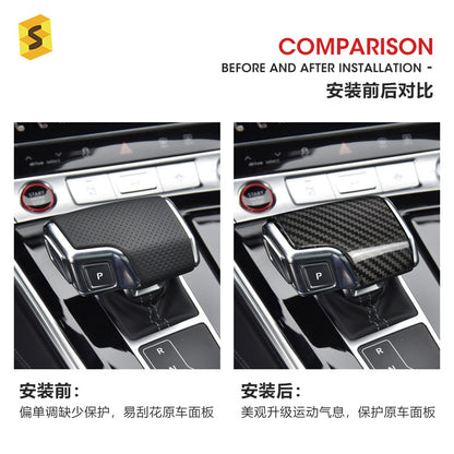 Real Carbon Fiber Gear Shift Knob Cover for Audi A6 / A7 / A8 / Q7 / Q8