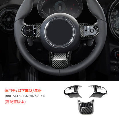 Real Carbon Fiber Steering Wheel Button Trim for MINI F-Series Cooper