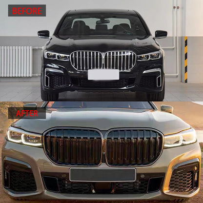 MP-Style Single-Slat Front Grille for BMW 7 Series G12 (2019 - 2022), Glossy Black