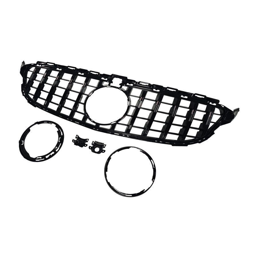 GT-Style Low Spec Front Grille for Mercedes-Benz C-Class W205 / GM (Universal) (2015 - 2021), Glossy Black
