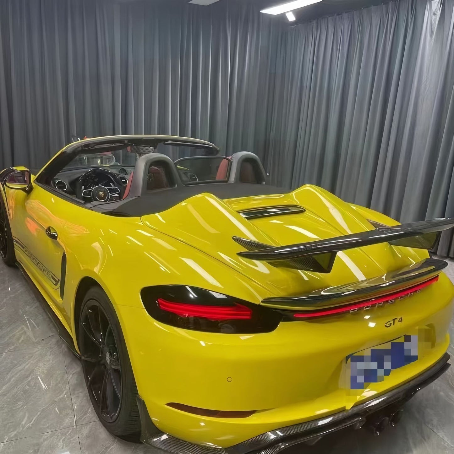 适用于保时捷敞篷718 981 987Boxster改装碳纤维驼峰款大底座尾翼