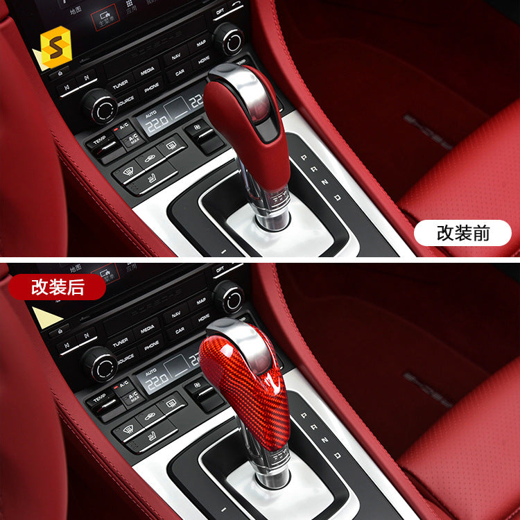 Real Carbon Fiber Gear Shift Knob Cover for Porsche 718 / 911 / Panamera / Macan