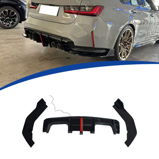 Illuminated 3-Section Rear Diffuser Lip for BMW M3 G80