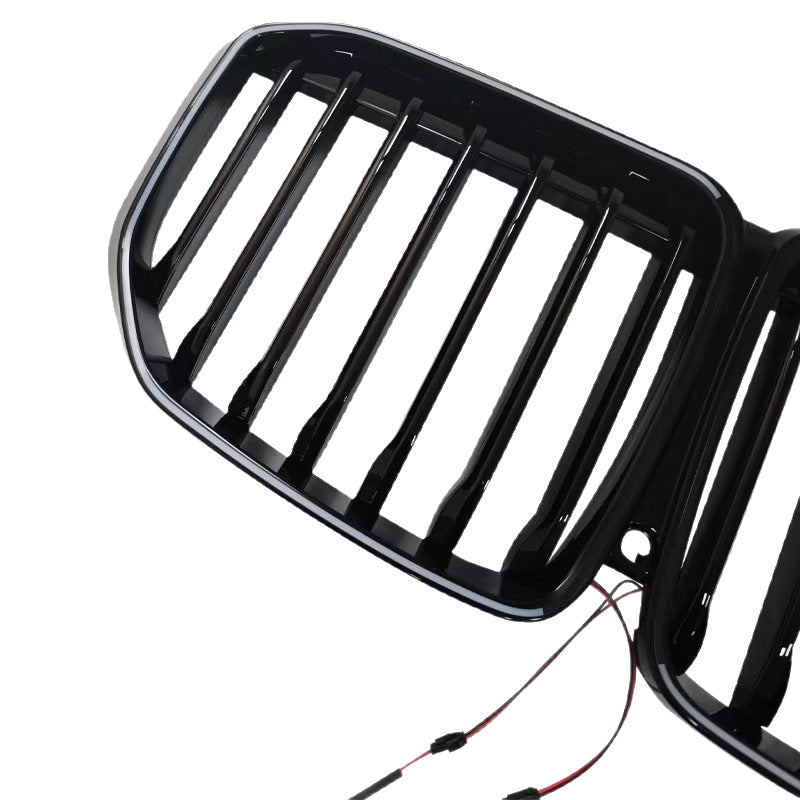 LED Illuminated Single-Slat Front Grille for BMW X7 G07 (2020 - 2022), Glossy Black
