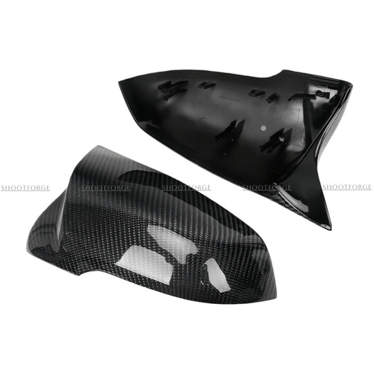 M3 / M4 Style Carbon Fiber Replacement Mirror Caps for BMW 1/2/3/4 Series & X1 – Bull Horn / OEM (F20 / F22 / F30 / F35 / F32)