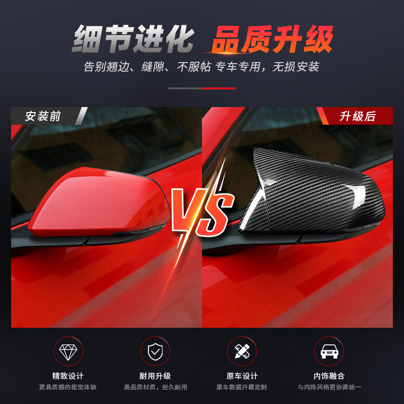 Real Carbon Fiber Side Mirror Cover (Horn-Style) for Ford Mustang (2015 - 2024, US-Spec)