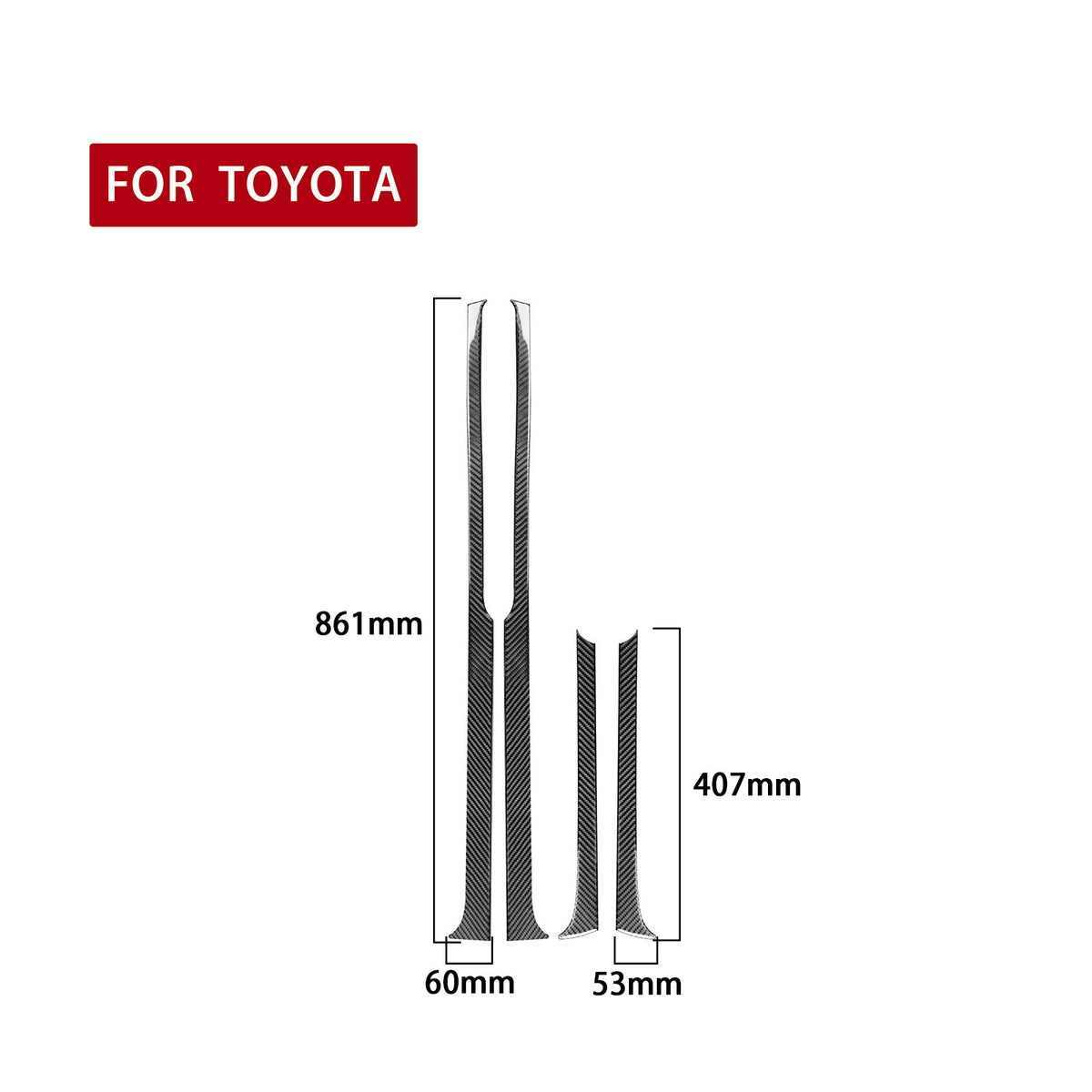 4PC Prepreg Dry Carbon 3*3 3K Real Carbon Fiber Interior Door Panel Cover Trim for Toyota Tundra XK50 Facelift (2014-2021)