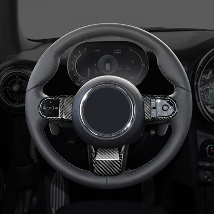 Real Carbon Fiber Steering Wheel Button Trim for MINI F-Series Cooper
