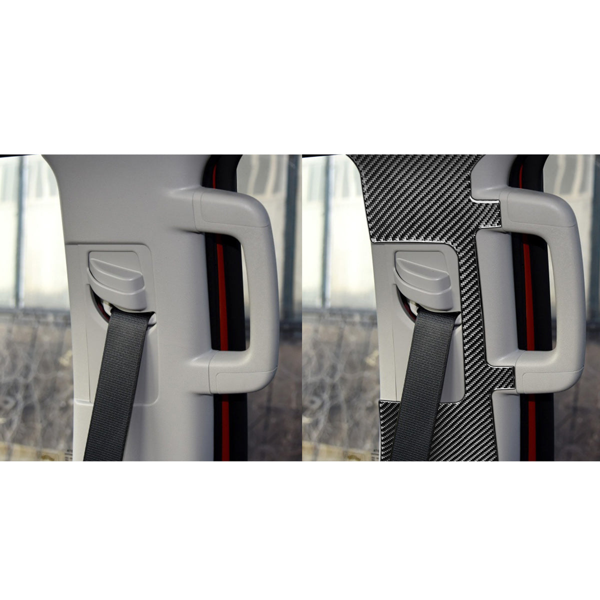2PCS Prepreg Dry Carbon 3*3 3K Carbon Fiber Interior Seat Belt Panel Overlay Trim for Toyota Tundra XK50 Facelift (2014-2021)
