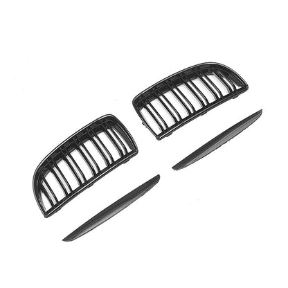 Double-Bar Pre-Facelift Front Grille for BMW 3 Series E90 (2004 - 2008), Glossy Black
