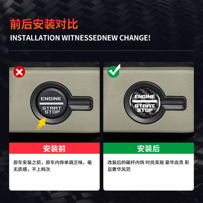 Carbon Fiber Push-Start Button Trim for Ford Bronco (2021 - 2025)