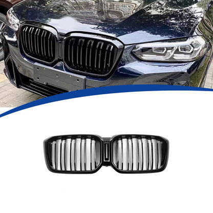 Double-Slat Front Grille for BMW X3 G01 (2022 - 2024), Glossy Black