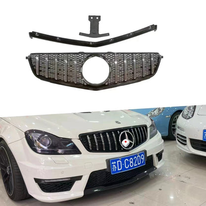 适用于2012-2014款W204正C63竖条GT款中网原车替换ABS材质