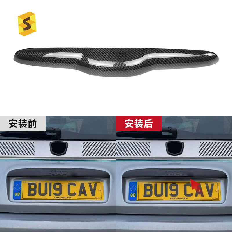 Real Carbon Fiber Trunk Chrome-Look Trim Panel for Fiat 500