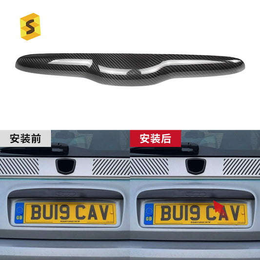Real Carbon Fiber Trunk Chrome-Look Trim Panel for Fiat 500