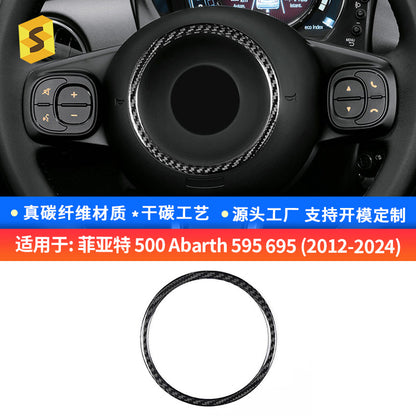 Real Carbon Fiber Steering Wheel Trim Ring for Fiat 500 (2008 - 2026)