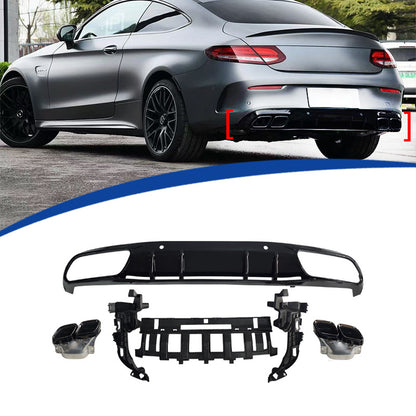 适用于15-21款奔驰coupe2门C级W205改C63S款后唇套件尾唇尾喉
