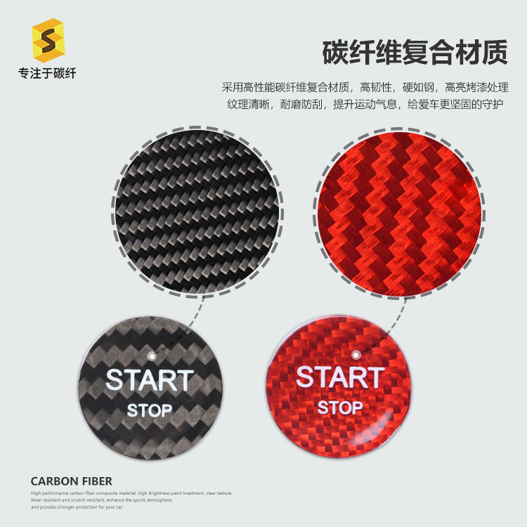 Carbon Fiber Ignition Push-Start Button Trim for Peugeot / Citroen / DS / 508