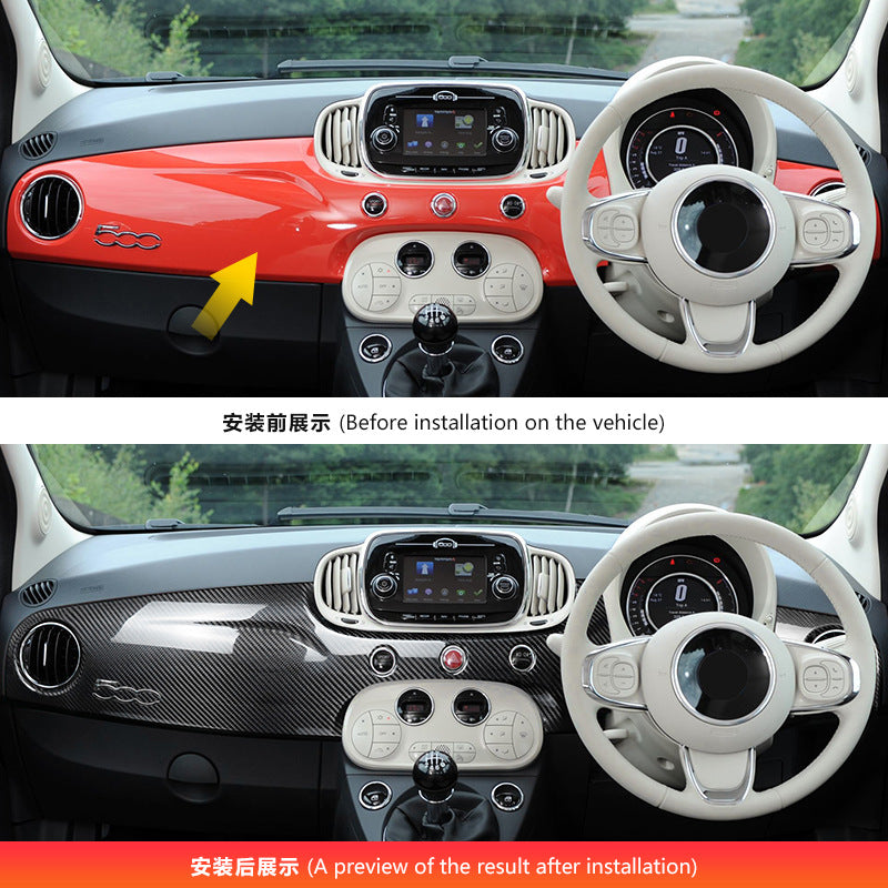 Real Carbon Fiber Passenger Dash Panel Trim for Fiat 500