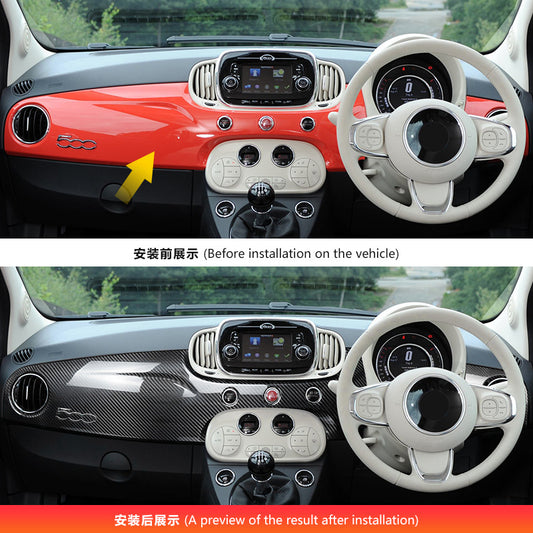 Real Carbon Fiber Passenger Dash Panel Trim for Fiat 500
