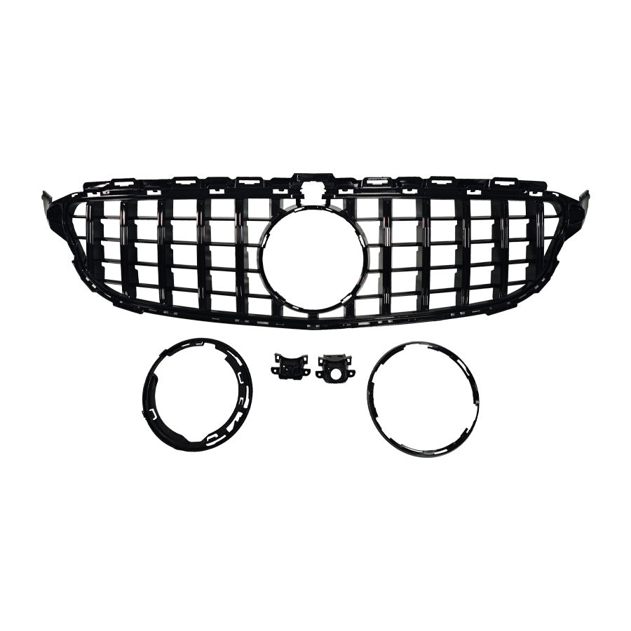 GT-Style Low Spec Front Grille for Mercedes-Benz C-Class W205 / GM (Universal) (2015 - 2021), Glossy Black