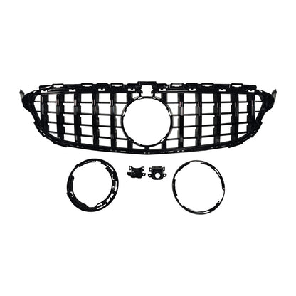GT-Style Low Spec Front Grille for Mercedes-Benz C-Class W205 / GM (Universal) (2015 - 2021), Glossy Black