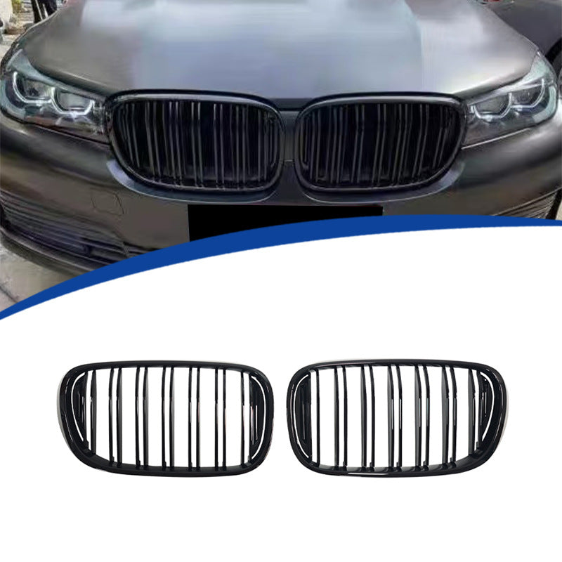 Double-Slat Front Grille for BMW 7 Series G11 G12 (2015 - 2018), Glossy Black