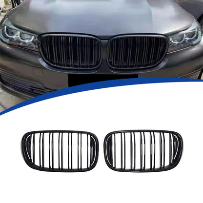 Double-Slat Front Grille for BMW 7 Series G11 G12 (2015 - 2018), Glossy Black