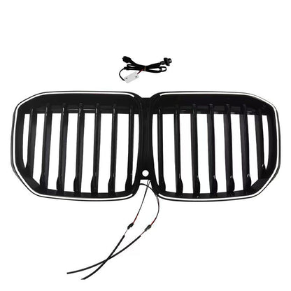 LED Illuminated Single-Slat Front Grille for BMW X7 G07 (2020 - 2022), Glossy Black