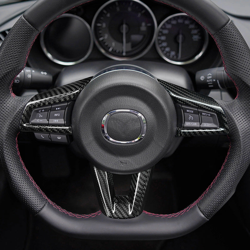 Real Carbon Fiber Steering Wheel Button Frame Trim for Mazda MX-5 (2016 - 2025)