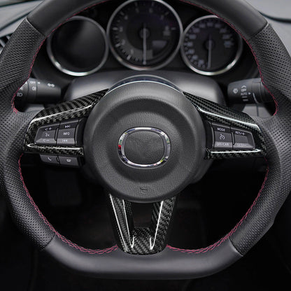 Real Carbon Fiber Steering Wheel Button Frame Trim for Mazda MX-5 (2016 - 2025)