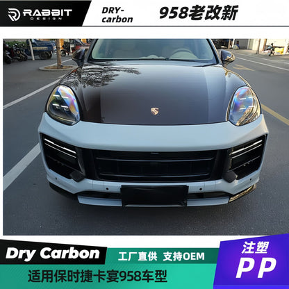 适用于保时捷卡宴958.2老改新升级前杠包围前后唇尾翼侧裙外饰件