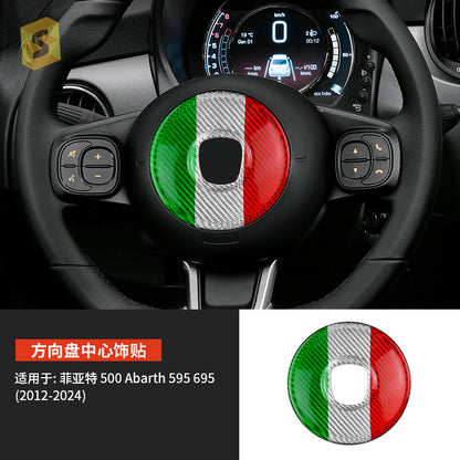 Real Carbon Fiber Steering Wheel Trim for Fiat 500 (2008+)