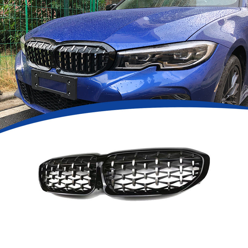 Meteor Front Grille for BMW 3 Series G20 (2020 - 2022), Glossy Black & Semi-Silver