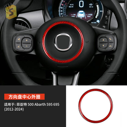 Real Carbon Fiber Steering Wheel Trim Ring for Fiat 500 (2008 - 2026)