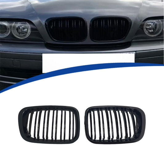 4-Door Double-Slat Grille for BMW 3 Series E46, Glossy Black