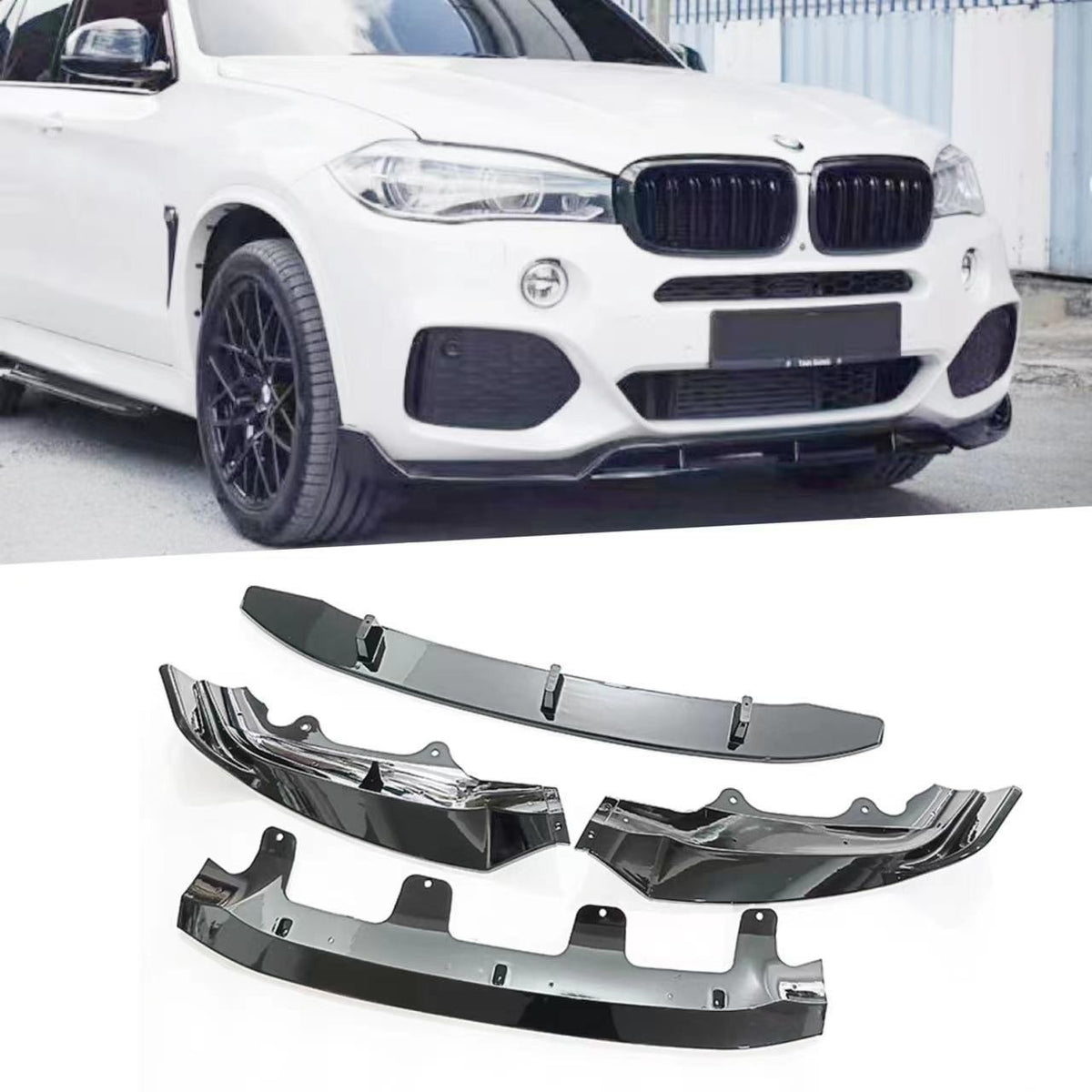 Blacked-Out 4-Section Front Lip Spoiler for BMW X5 F15 (2014 - 2018)