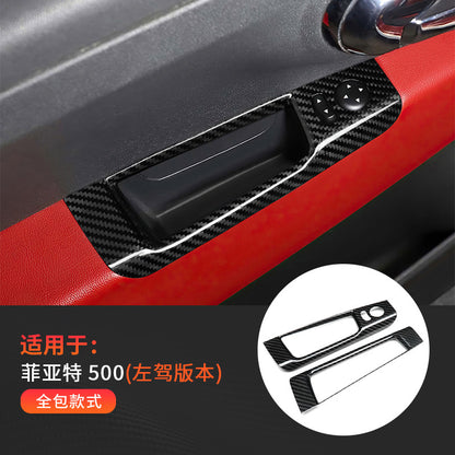 Real Carbon Fiber Window Switch Panel Trim for Fiat 500