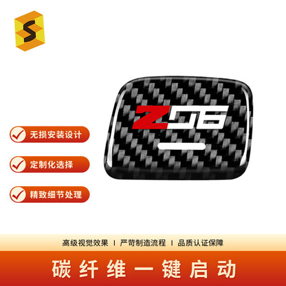 Real Carbon Fiber Push-Start Button Trim for Chevrolet Camaro