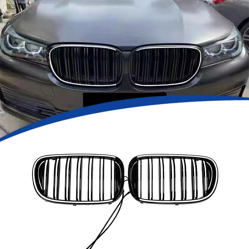 Double-Slat Front Grille for BMW 7 Series G11 G12 (2015 - 2018), Glossy Black