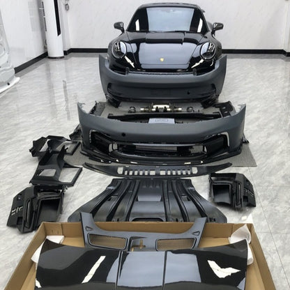 适用保时捷992改装升级GT3大包围前盖尾翼GT3RS侧裙911包围机盖