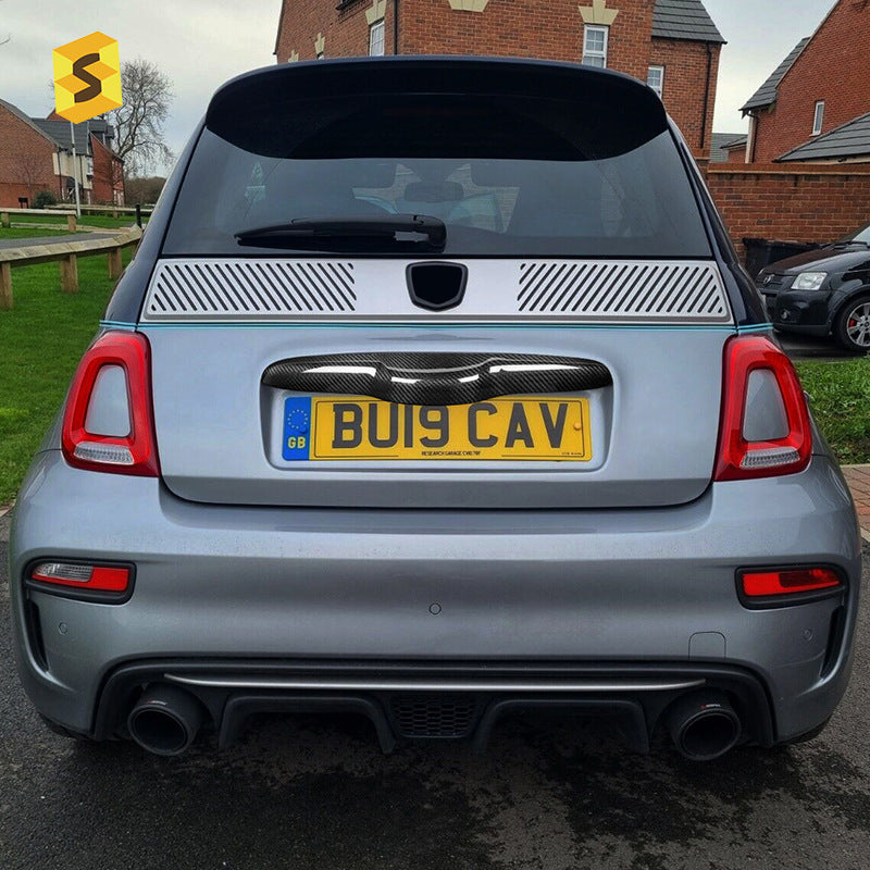 Real Carbon Fiber Trunk Chrome-Look Trim Panel for Fiat 500