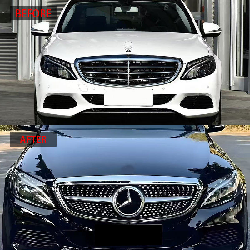 Diamond-Star Hood-Emblem Front Grille for Mercedes-Benz C-Class W205 (2015 - 2021)